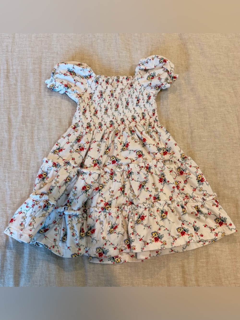 Polo by Ralph Lauren White Floral Smocked Tiered Dress size 2T